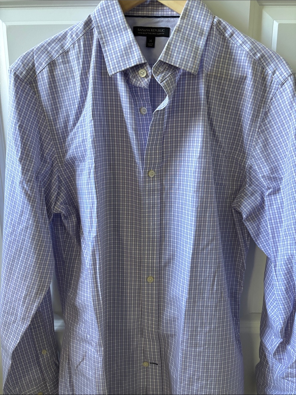 Banana Republic Men's Lavender Plaid Dress Shirt